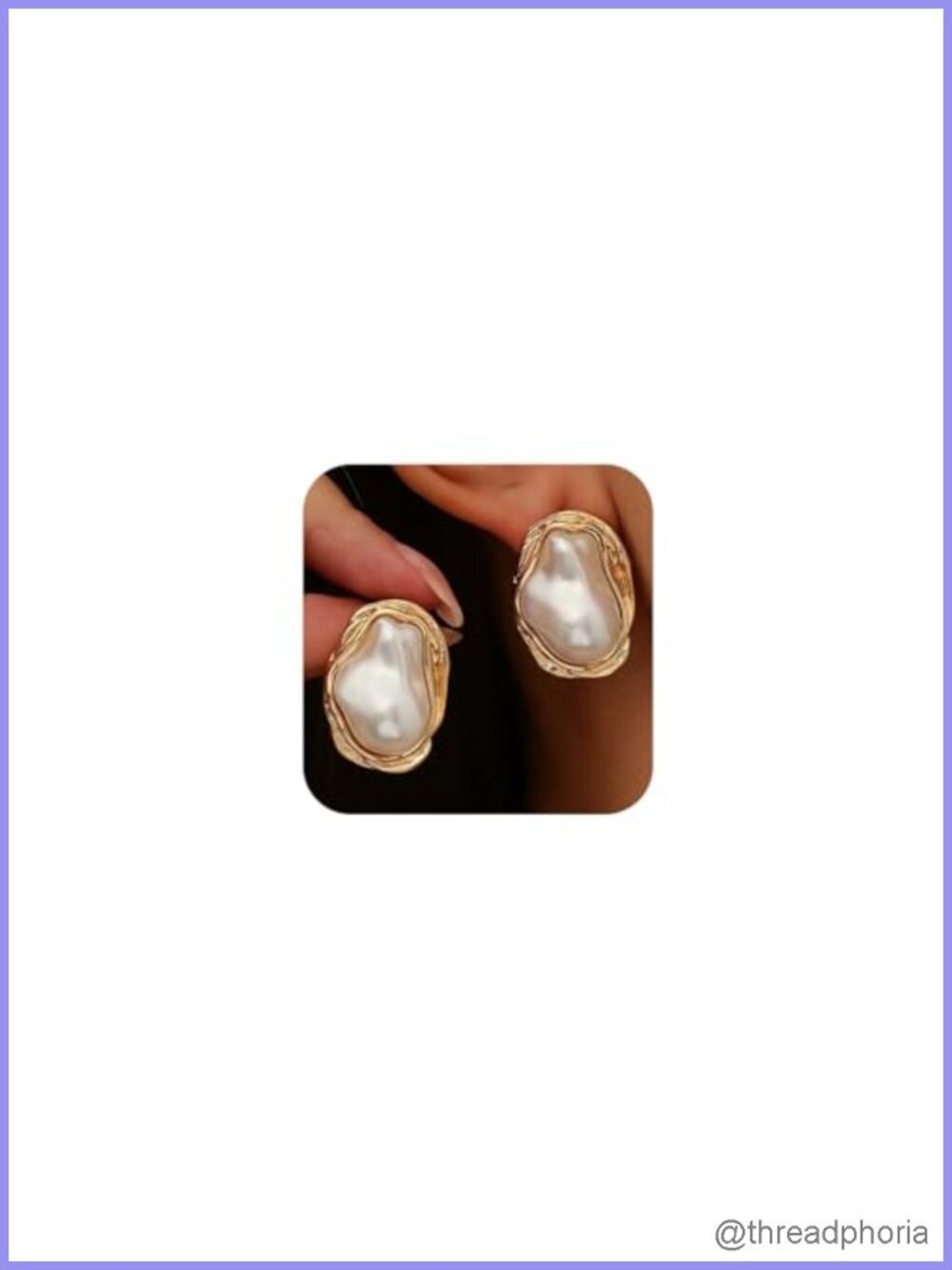 Large Pearl Stud Earrings Baroque Gold Tone Statement